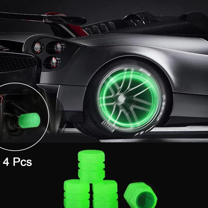 Tyre Valve Caps Luminous Glow Car Tire Air Stem Valve Cap Covers ( 4 Pcs )
